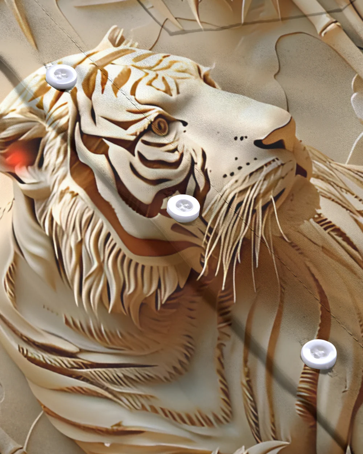 Alohadaddy® Casual Embossed Tiger Print Pocket Button Men&