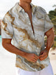 Alohadaddy® Casual Marble Art Print Chest Pocket Mens Short Sleeve Shirt Big & Tall