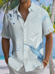 Alohadaddy® Casual Hummingbird Art Print Chest Pocket Mens Short Sleeve Shirt Big & Tall