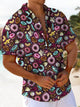 Alohadaddy® Casual Donut Art Print Chest Pocket Men's Short Sleeve Shirt Big & Tall