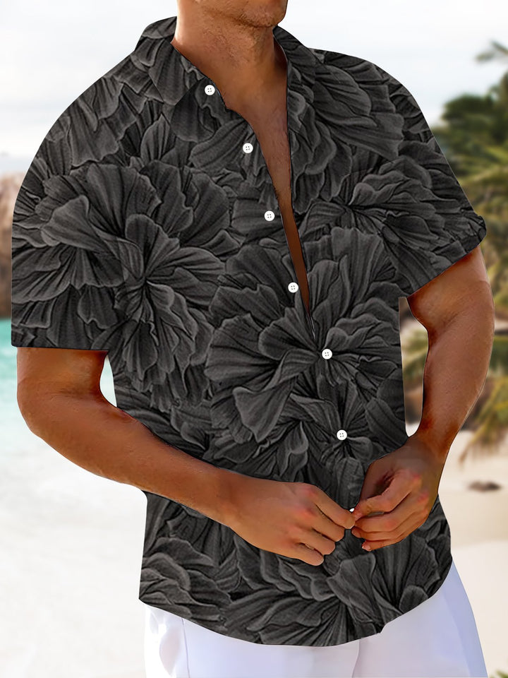 Alohadaddy® Vintage Floral Art Print Chest Pocket Moisture-Wicking Men&