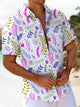 Alohadaddy® Hawaiian Leaf Art Print Chest Pocket Men's Short Sleeve Shirt Big & Tall