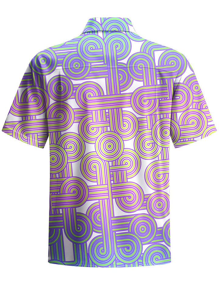 Alohadaddy® Casual Gradient Abstract Art Print Chest Pocket Men&