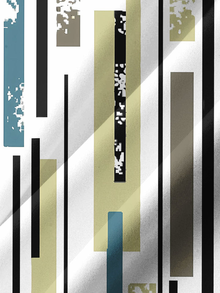 Alohadaddy® Casual Stripe Art Print Chest Pocket Men&