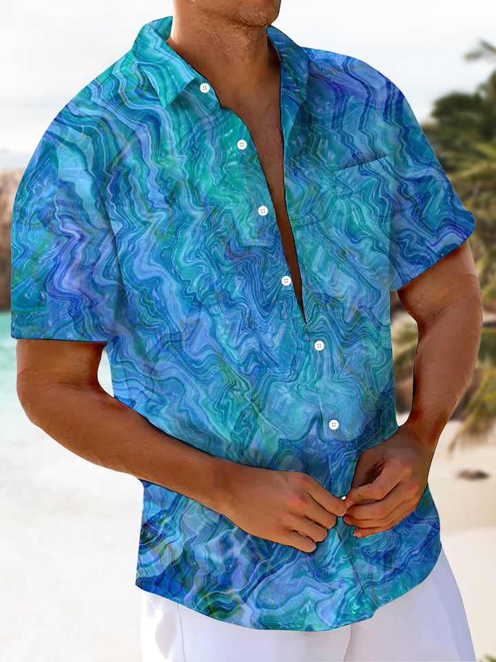 Alohadaddy® Hawaiian Abstract Texture Art Print Chest Pocket Men&