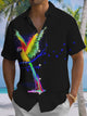 Alohadaddy® Casual Parrot Art Print Chest Pocket Men's Short Sleeve Shirt Big & Tall