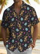 Alohadaddy® Halloween Skull Art Print Chest Pocket Stretch Men's Short Sleeve Shirt Big & Tall