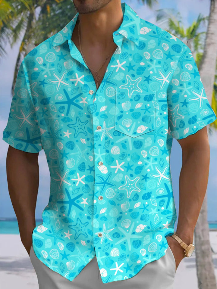 Alohadaddy® Hawaiian Shell Art Print Pocket Stretch Men&