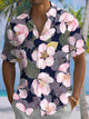 Alohadaddy® Casual Cherry Blossom Art Print Stretch Men's Short Sleeve Shirt Big & Tall