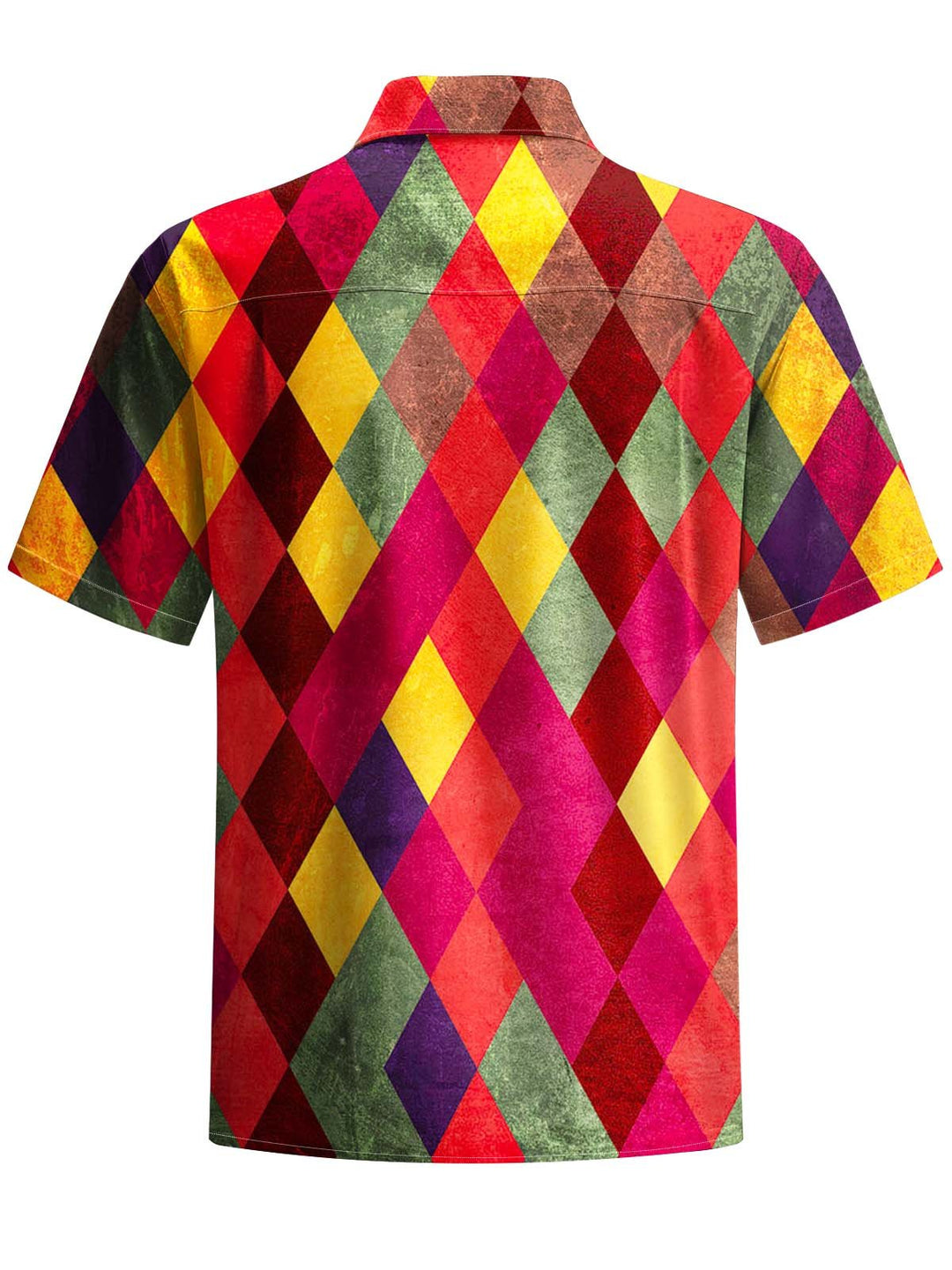 Alohadaddy® Vintage Geometric Diamond Art Print Chest Pocket Stretch Men&