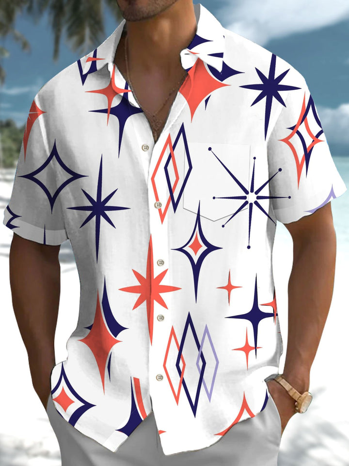 Alohadaddy® Casual Geometric Art Print Stretch Pocket Men&