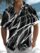 Alohadaddy® Casual Stripe Abstract Print Men's Button Pocket Short Sleeve Shirt Big & Tall