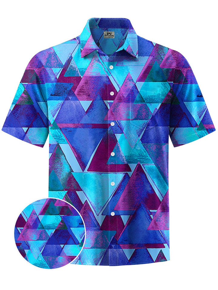 Alohadaddy® Hawaii Casual Geometric Print Chest Pocket Stretch Men&