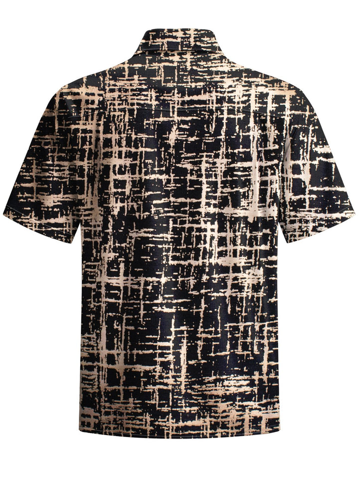 Alohadaddy® Vintage Casual Abstract Art Print Chest Pocket Men&