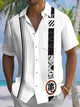 Alohadaddy® Casual Stripe Art Print Chest Pocket Men's Short Sleeve Shirt Big & Tall
