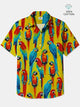 Alohadaddy® Vintage Parrot Art Print Chest Pocket Mens Cotton Short Sleeve Shirt Big & Tall