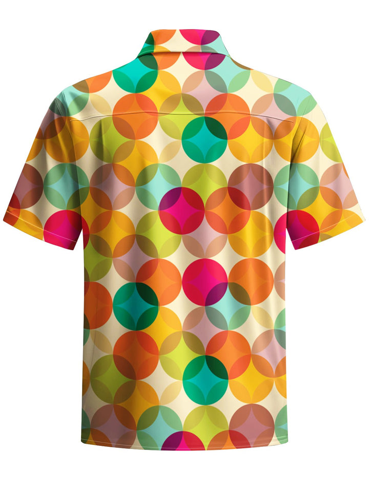 Alohadaddy® Casual Geometric Art Print Chest Pocket Men&