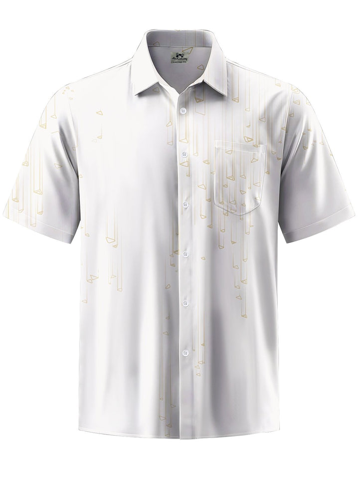 Alohadaddy® Casual Stripe Geometric Art Print Chest Pocket Men&