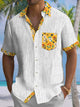 Alohadaddy® Casual Textured Floral Contrast Color Print Art Chest Pocket Men's Short Sleeve Shirt Big & Tall