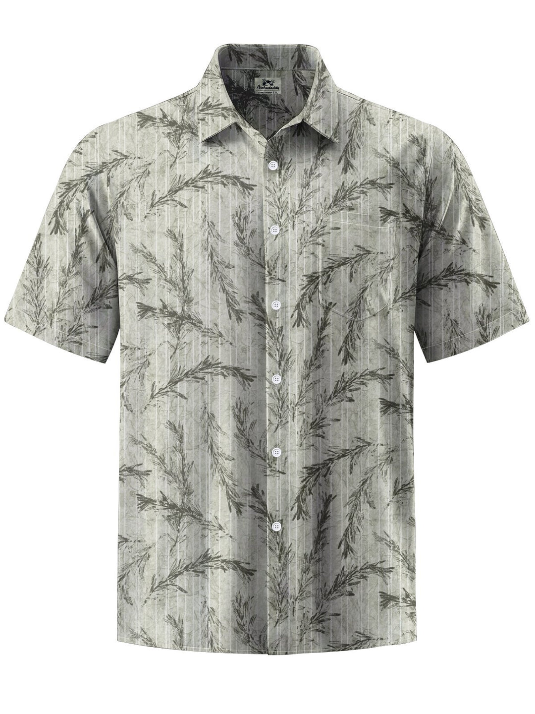 Alohadaddy® Casual Leaf Art Print Chest Pocket Men&
