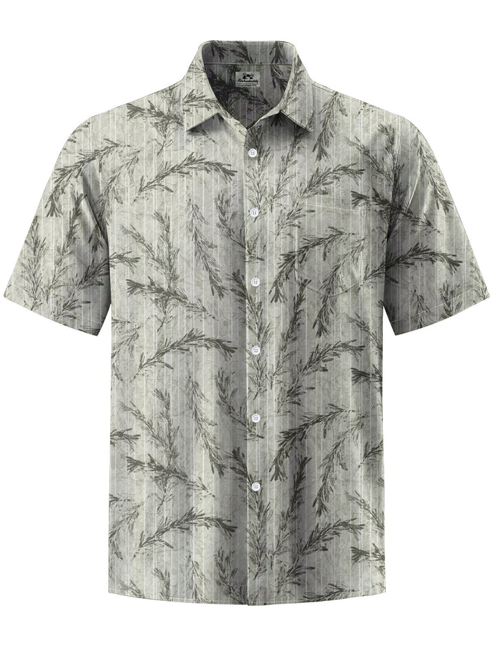 Alohadaddy® Casual Leaf Art Print Chest Pocket Men&