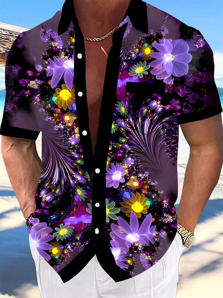 Alohadaddy® Casual Floral Contrast Art Print Men&