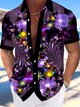 Alohadaddy® Casual Floral Contrast Art Print Men's Short Sleeve Stretch Shirt Big & Tall