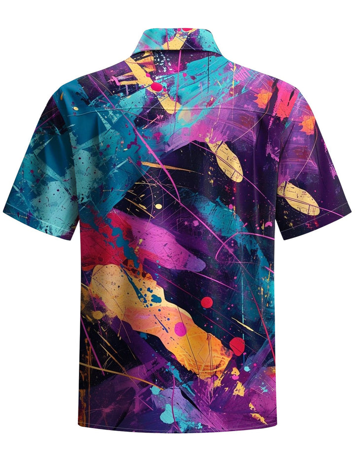 Alohadaddy® Vintage Abstract Art Print Chest Pocket Men&