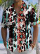 Alohadaddy® Casual Stripe Abstract Art Print Chest Pocket Men's Stretch Short Sleeve Shirt Big & Tall