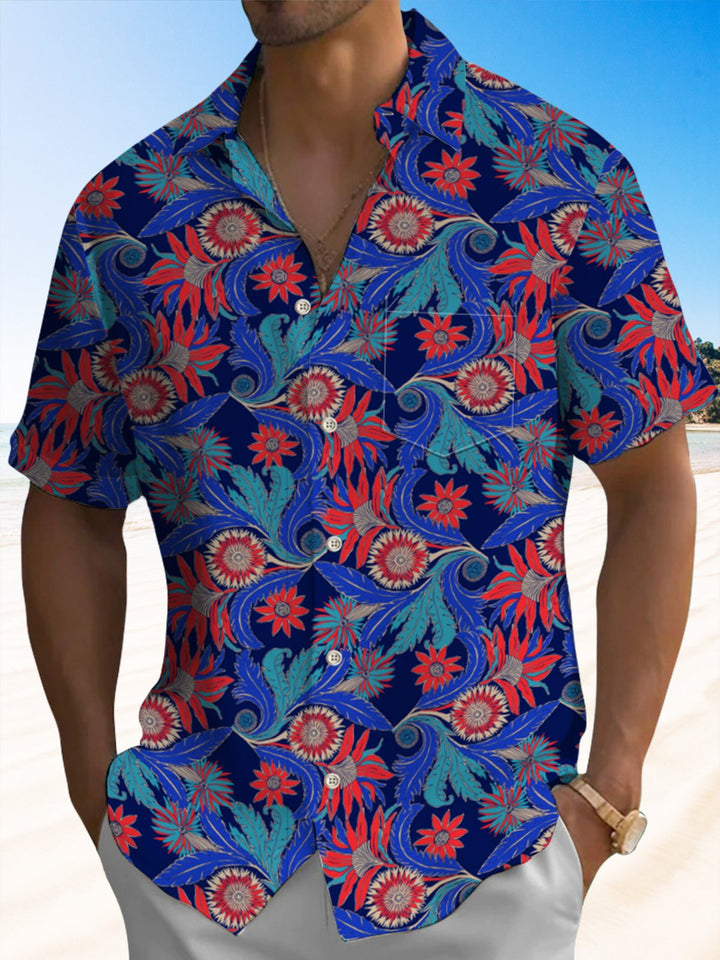 Alohadaddy® Casual Floral Print Art Pocket Stretch Men&