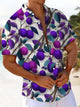 Alohadaddy® Hawaiian Flora Art Print Chest Pocket Stretch Men's Short Sleeve Shirt Big & Tall