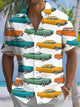 Alohadaddy® Casual Vintage Car Art Print Chest Pocket Men's Short Sleeve Shirt Big & Tall