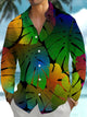 Alohadaddy® Hawaiian Palm Leaf Art Print Men's Stretch Short Sleeve Shirt Big & Tall