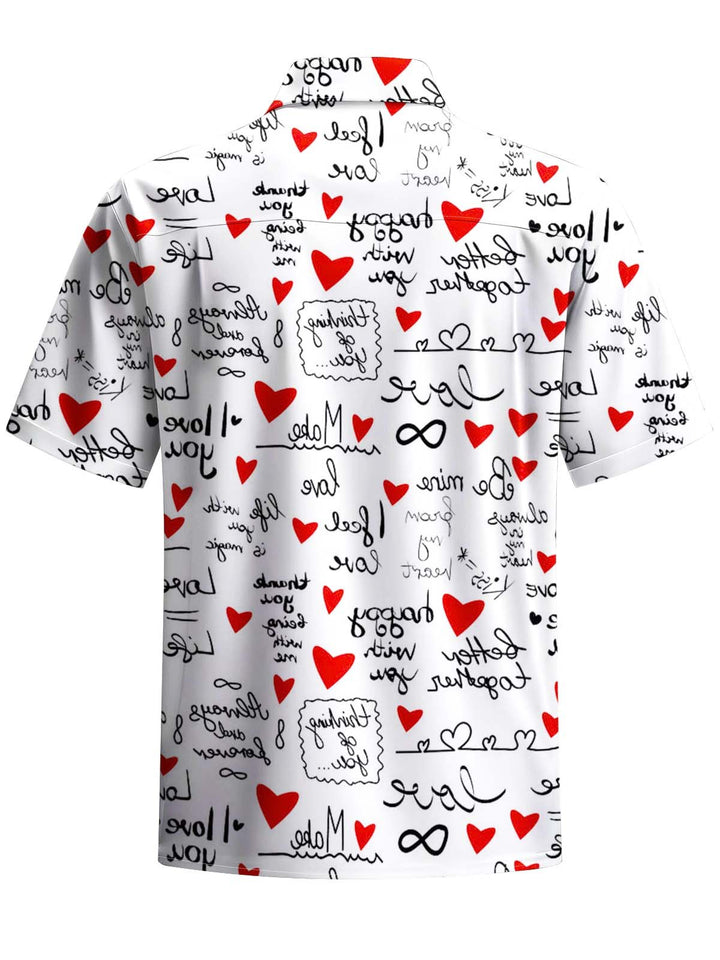 Alohadaddy® Casual Lettering Art Print Chest Pocket Stretch Men&