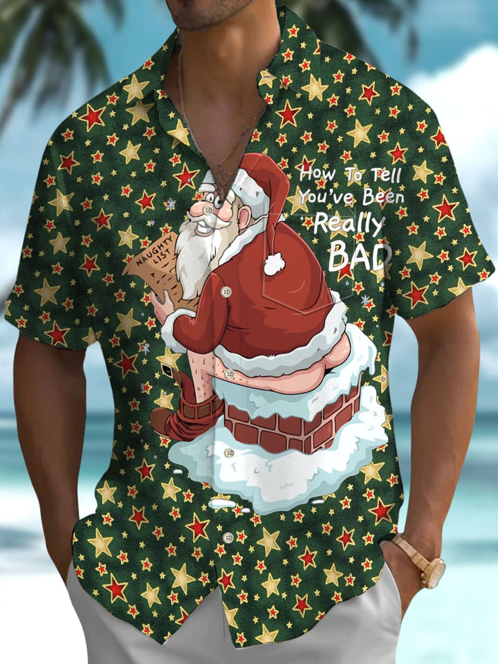 Alohadaddy® Holiday Christmas Santa Claus Print Pocket Stretch Men&