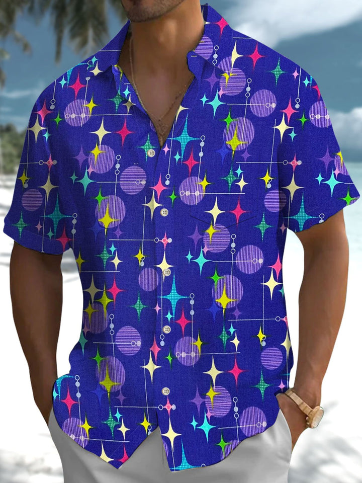 Alohadaddy® Casual Geometric Art Print Stretch Pocket Men&