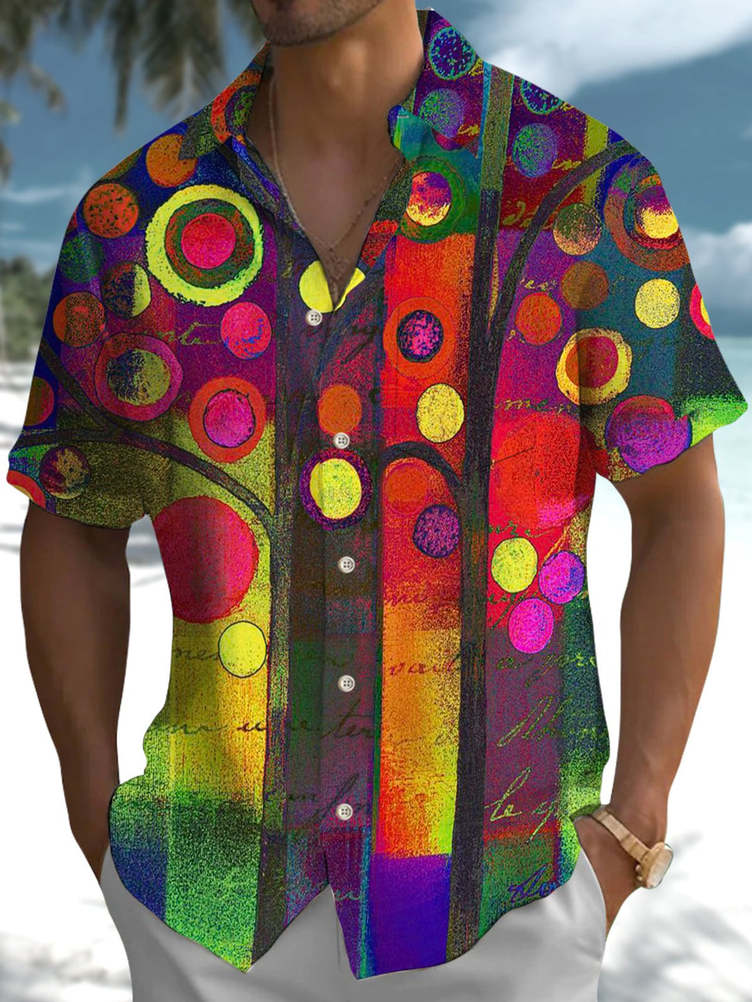 Alohadaddy® Retro Geometric Art Print Pocket Stretch Men&