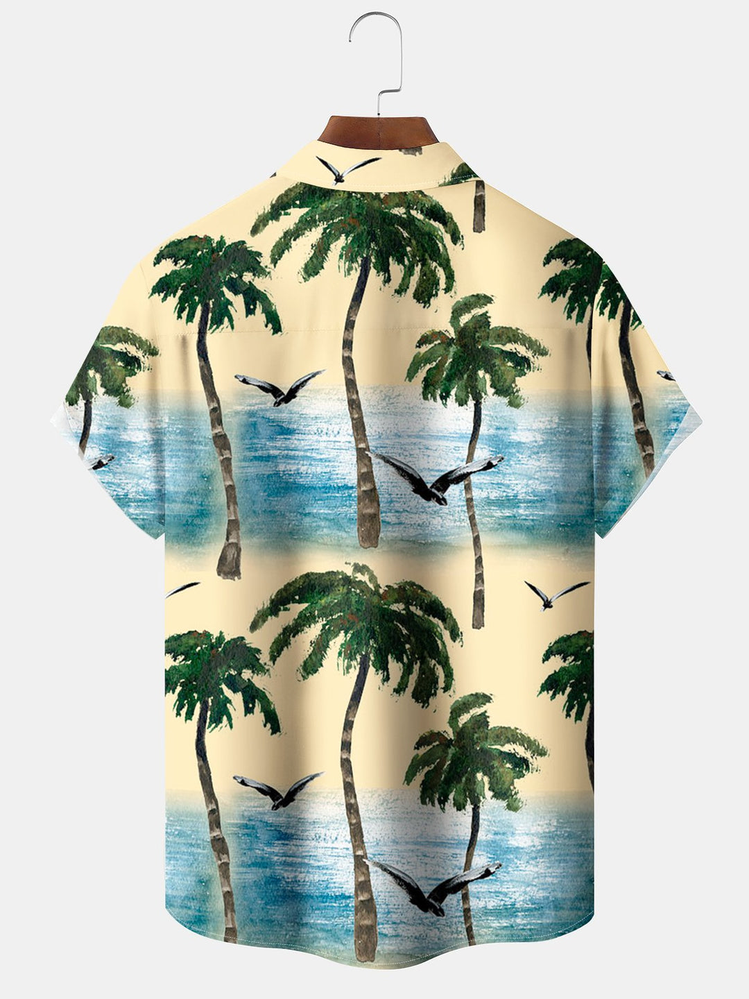 Alohadaddy® Hawaiian Vacation Palm Tree Print Pocket Button Elastic Men&