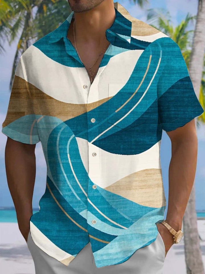 Alohadaddy® Retro Abstract Geometric Print Pocket Stretch Men&