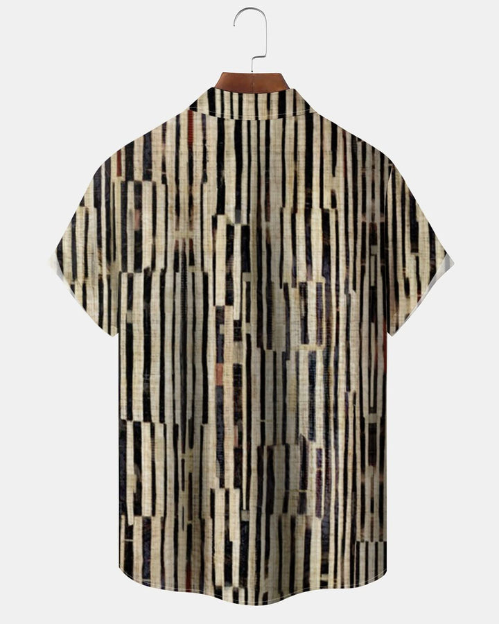 Alohadaddy® Vintage Stripe Print Pocket Elastic Button Men&