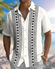 Alohadaddy® Casual Stripe Print Button Pocket Stretch Men's Short Sleeve Shirt Big & Tall