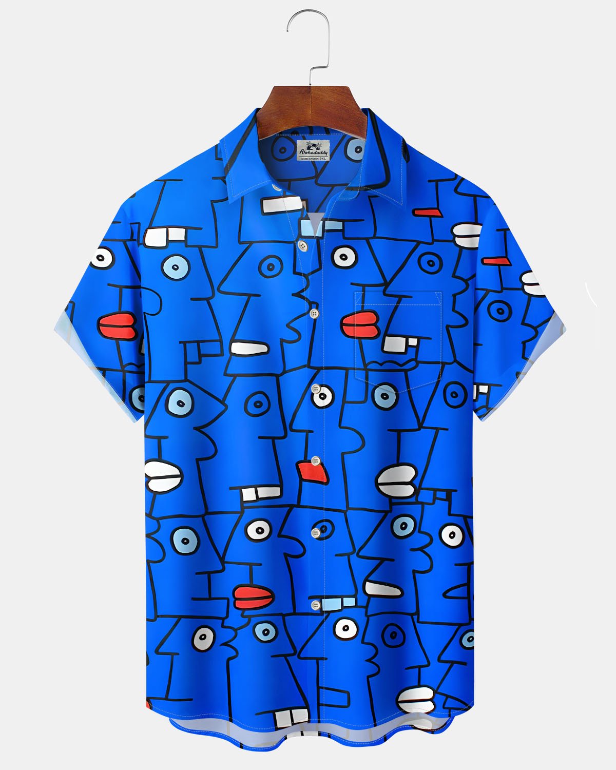 Alohadaddy® Casual Cartoon Print Art Pocket Stretch Men's Short-Sleeve Shirt Big & Tall