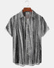 Alohadaddy® Casual Striped Gradient Print Art Button Cardigan with Pockets Men's Short-Sleeve Shirt Big & Tall
