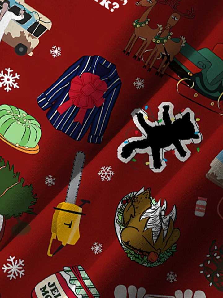 Alohadaddy Christmas Button Pocket Casual Short Sleeve Shirt