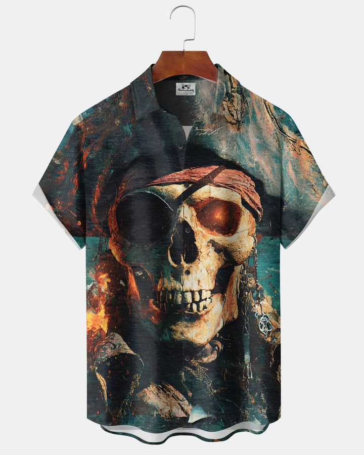 Alohadaddy® Halloween Skull Pirate Print Men&