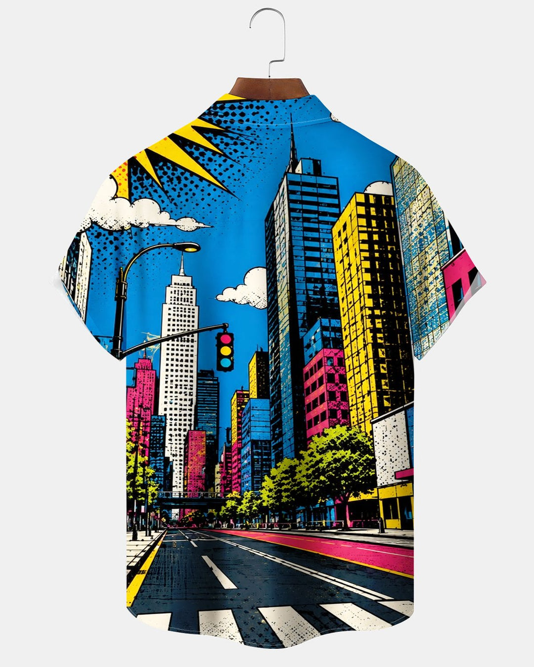 Alohadaddy® Casual Abstract Pop Art City Street Scene Print Men&
