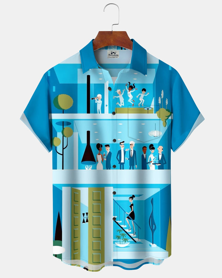 Alohadaddy® Retro Atomic Art Portrait Undersea Print Men&