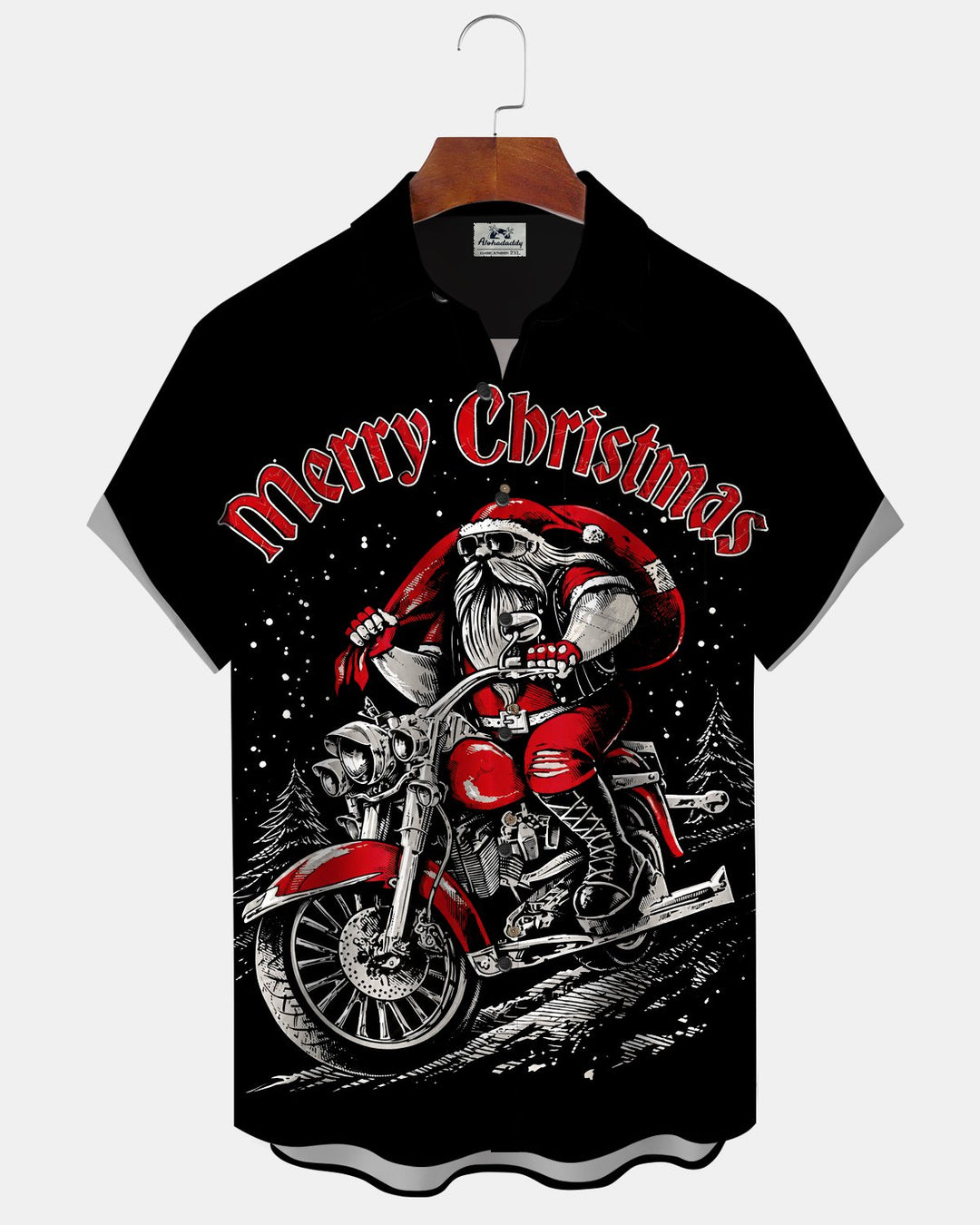Alohadaddy® Holiday Christmas Santa Claus Motorcycle Print Men&