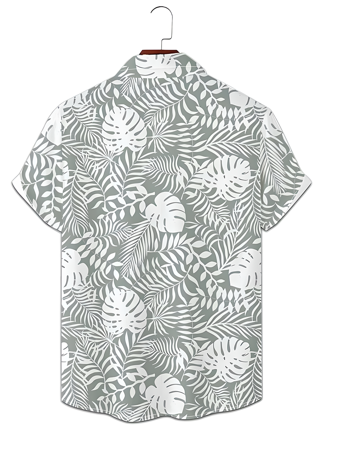 Alohadaddy® Vintage Palm Leaf Print Chest Pocket Elastic Moisture Wicking Large Size Hawaiian Shirt