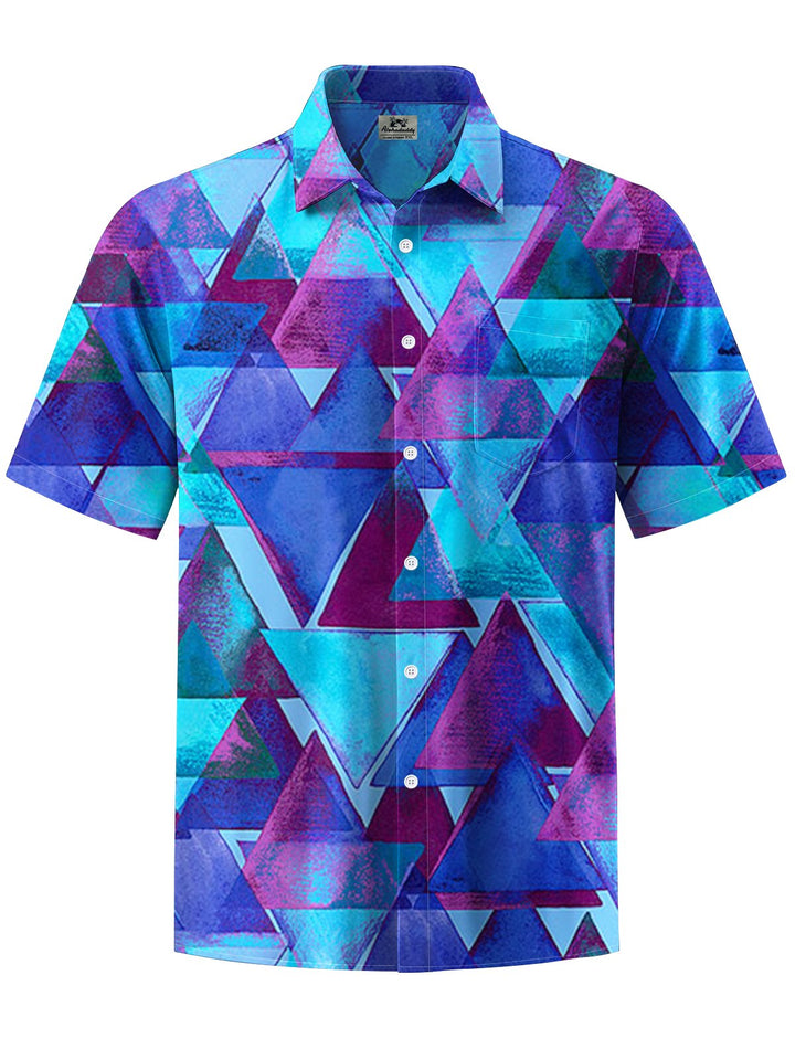 Alohadaddy® Hawaii Casual Geometric Print Chest Pocket Stretch Men&